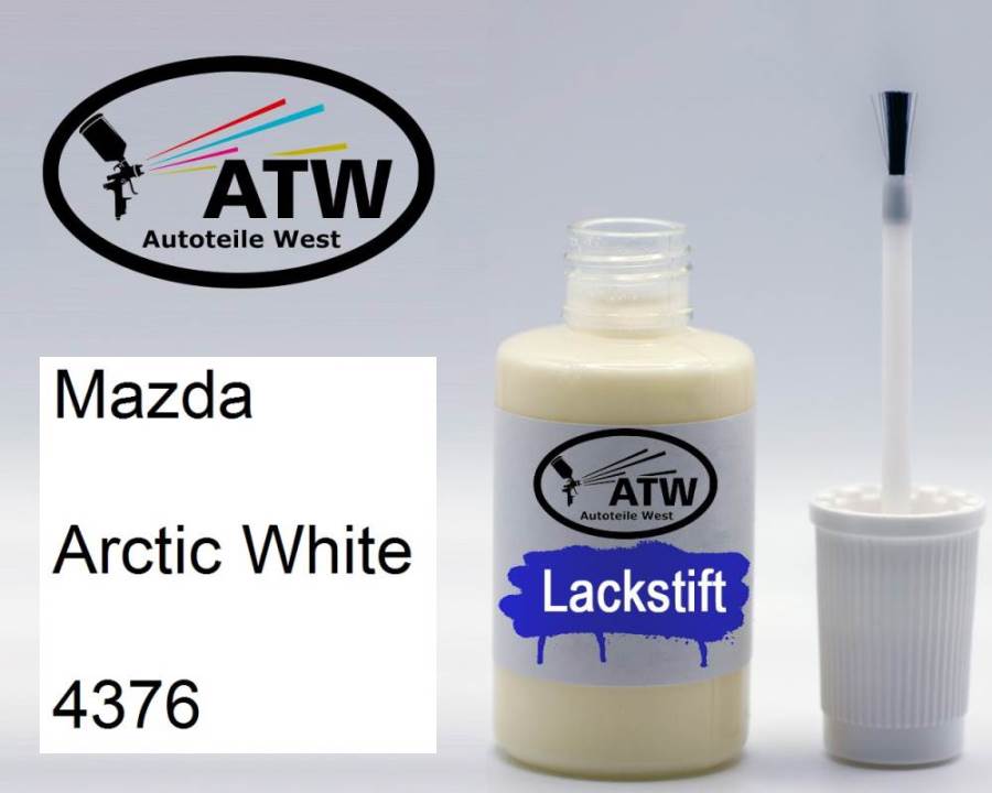 Mazda, Arctic White, 4376: 20ml Lackstift, von ATW Autoteile West.